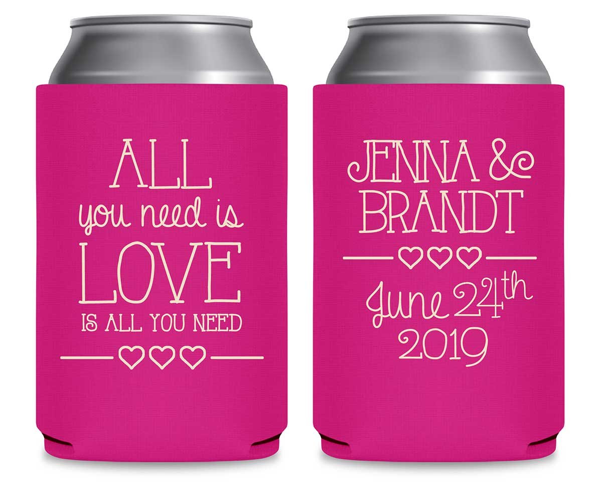 All You Need Is Love Is All You Need 3A Foldable Can Koozies Wedding Gifts for Guests