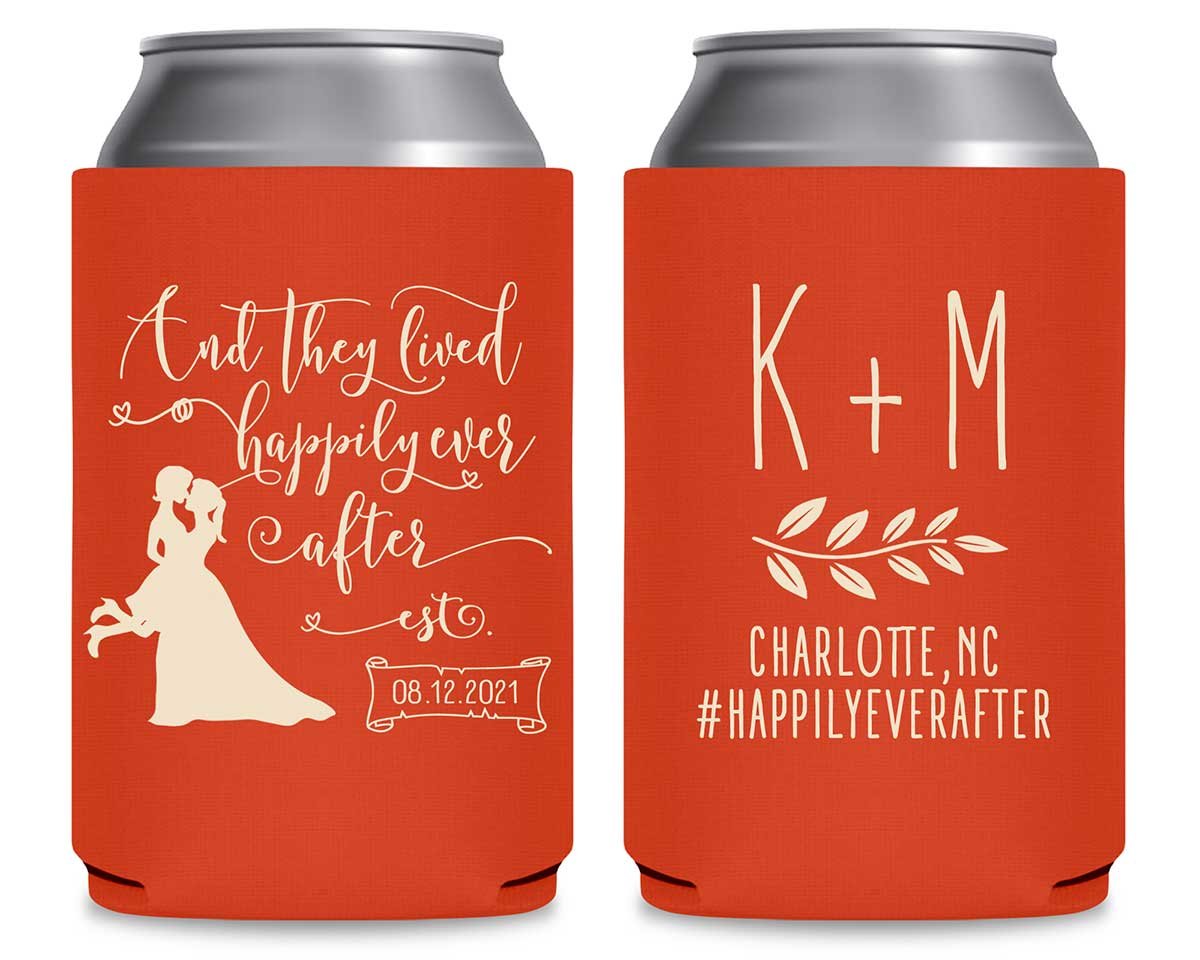 And They Lived Happily Ever After 2B Foldable Can Koozies Wedding Gifts for Guests