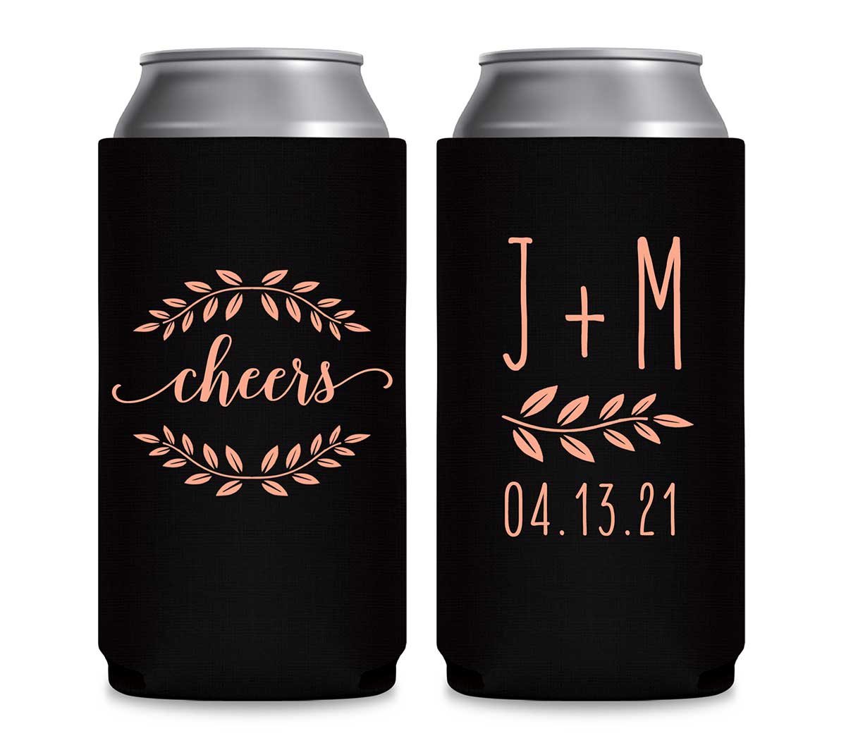 Cheers 4A Wedding Wreath Foldable 12 oz Slim Can Koozies Wedding Gifts for Guests