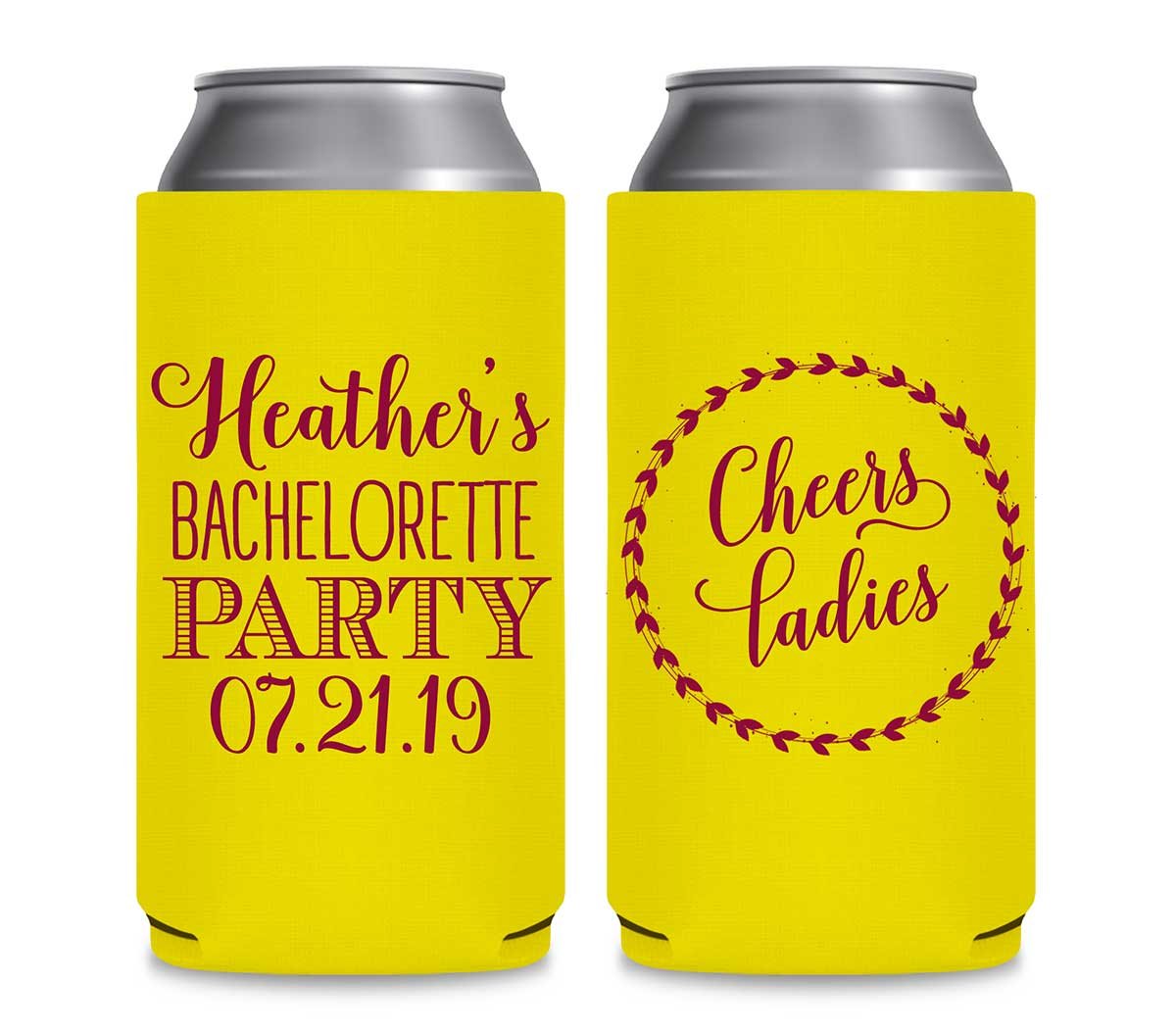 Cheers Ladies Bachelorette 1A Foldable 12 oz Slim Can Koozies Wedding Gifts for Guests
