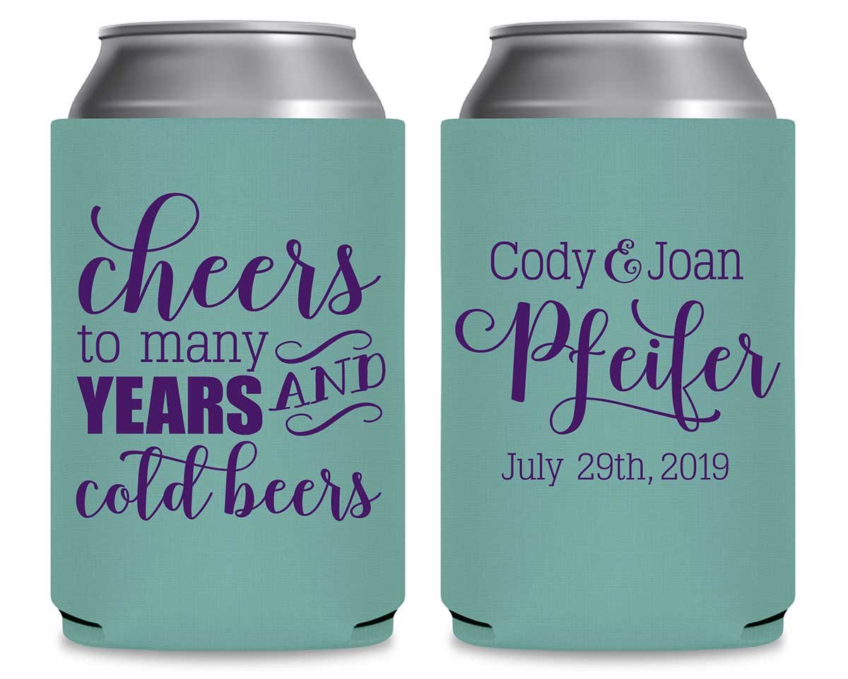 Cheers To Many Years 2A And Cold Beers Foldable Can Koozies Wedding Gifts for Guests