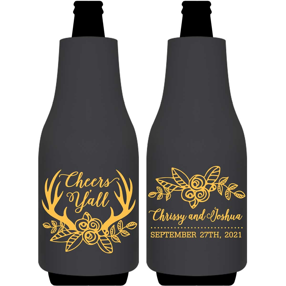 Cheers Y'All 1A Country Wedding Foldable Bottle Sleeve Koozies Wedding Gifts for Guests