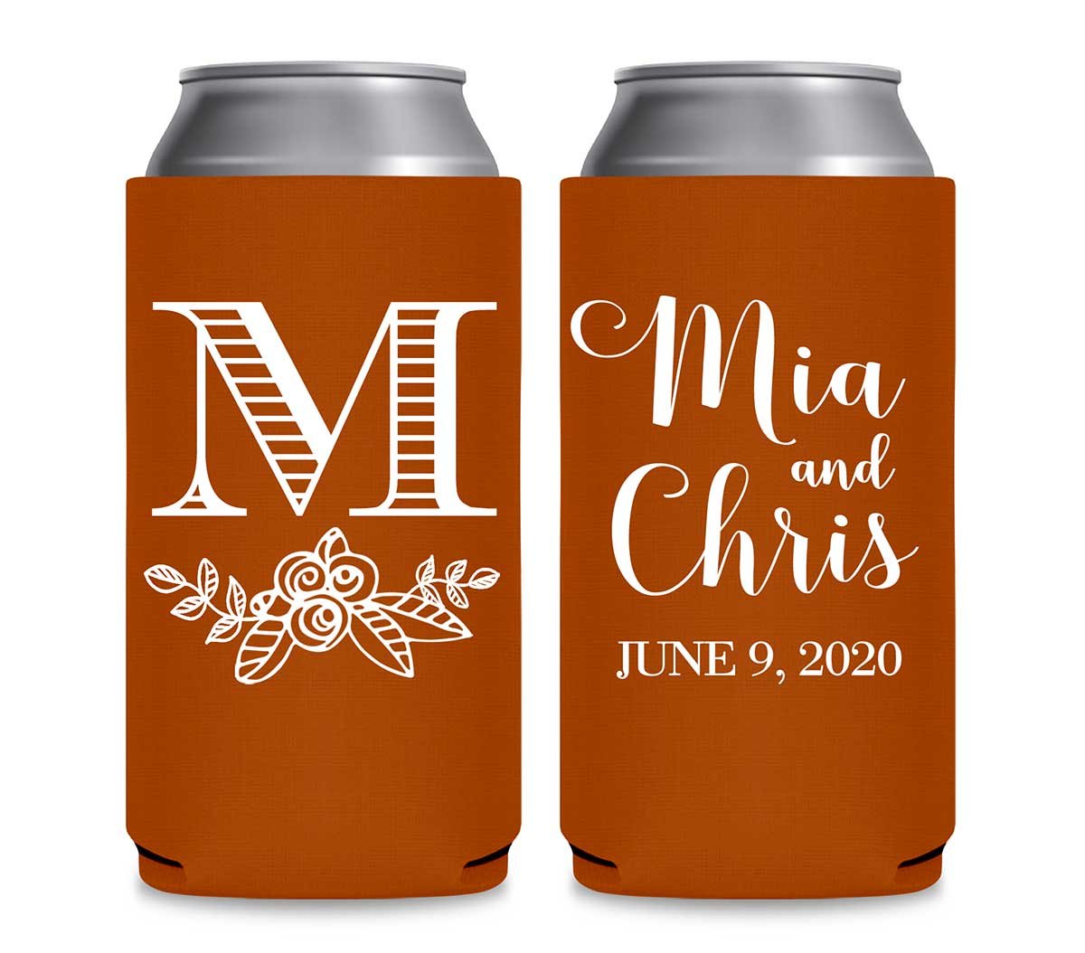 Classic Wedding Design 6A Foldable 12 oz Slim Can Koozies Wedding Gifts for Guests