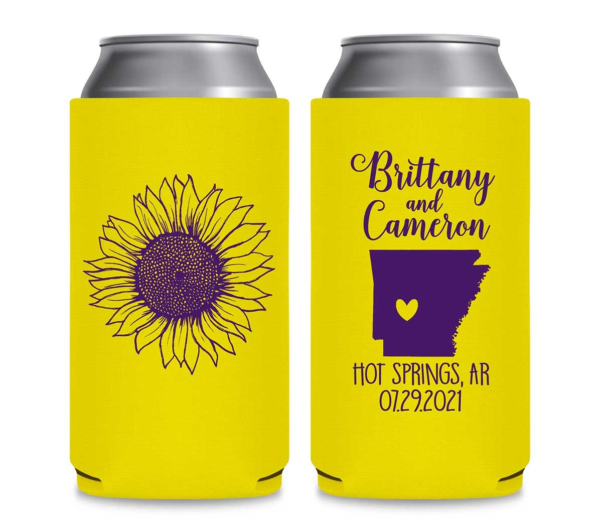 Country Sunflower 1E Any Map Foldable 12 oz Slim Can Koozies Wedding Gifts for Guests