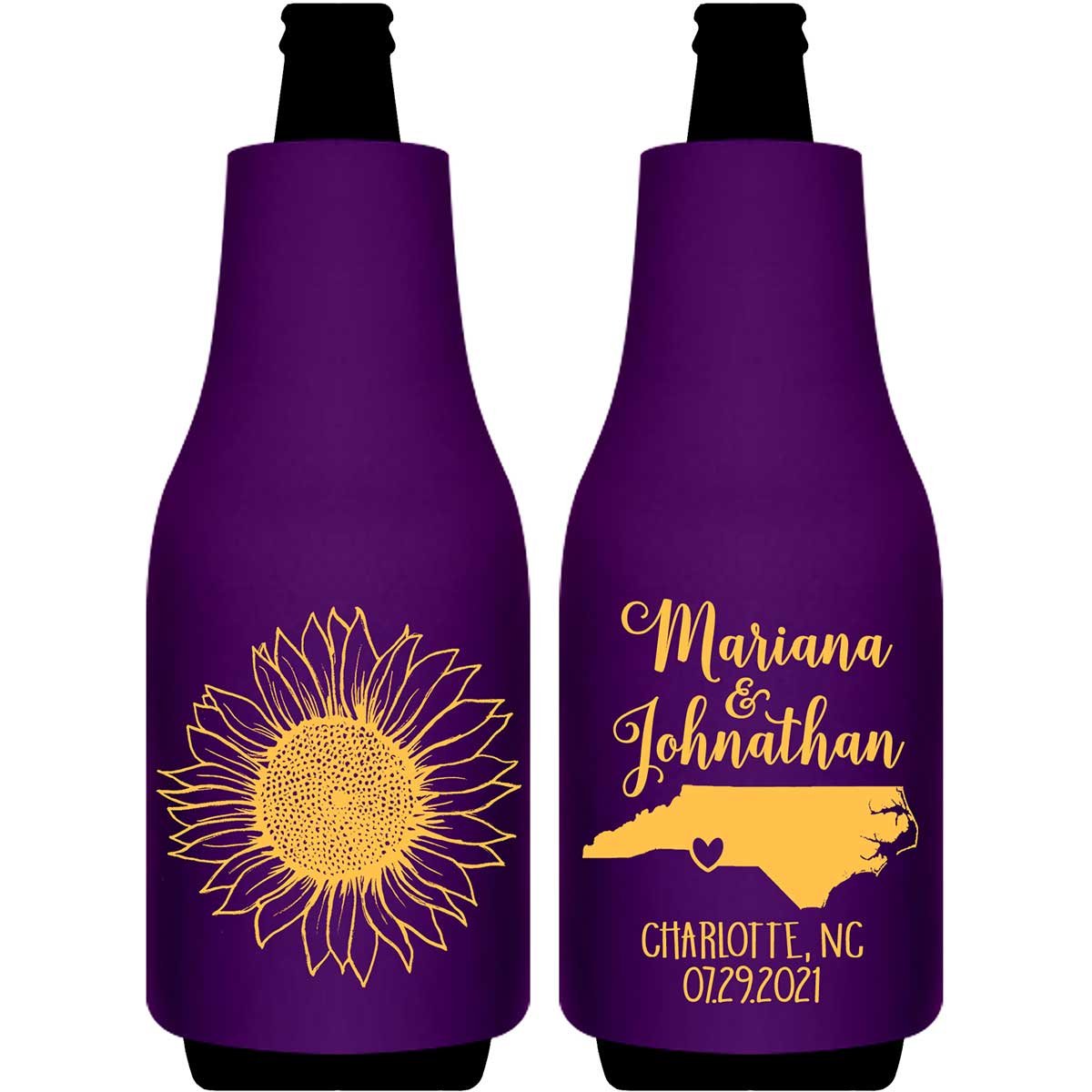 Country Sunflower 1E Any Map Foldable Bottle Sleeve Koozies Wedding Gifts for Guests