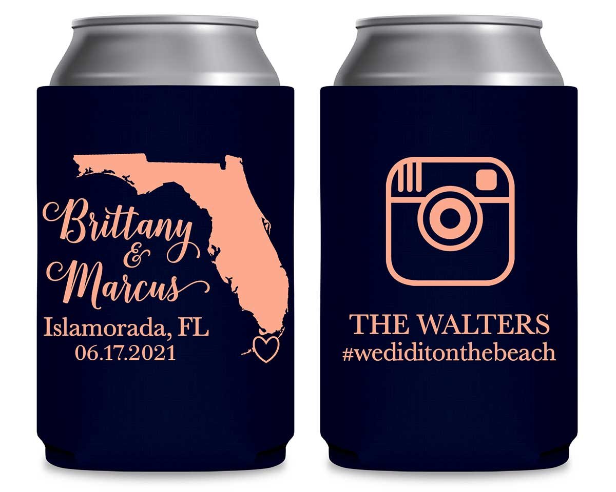 Custom Map 3B Instagram Foldable Can Koozies Wedding Gifts for Guests