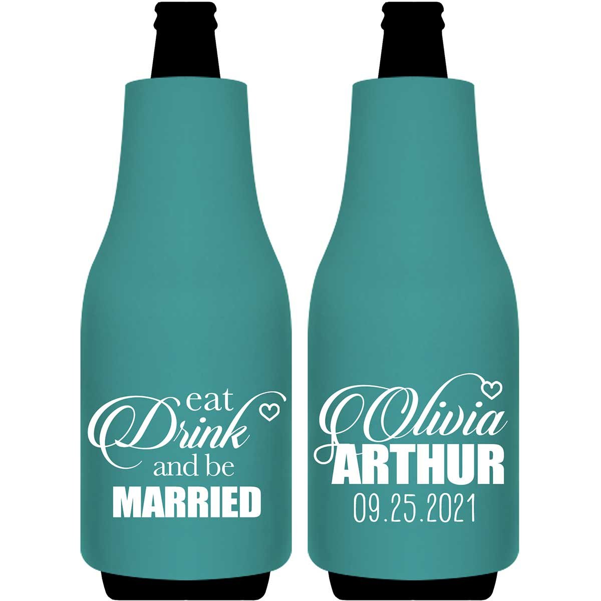 Eat Drink And Be Married 1B Foldable Bottle Sleeve Koozies Wedding Gifts for Guests