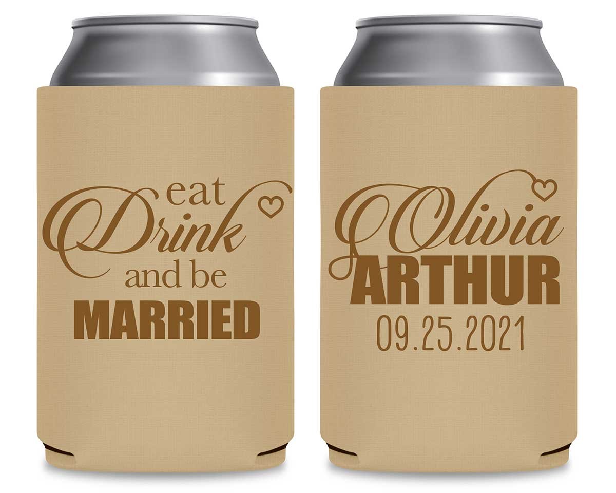 Eat Drink And Be Married 1B Foldable Can Koozies Wedding Gifts for Guests