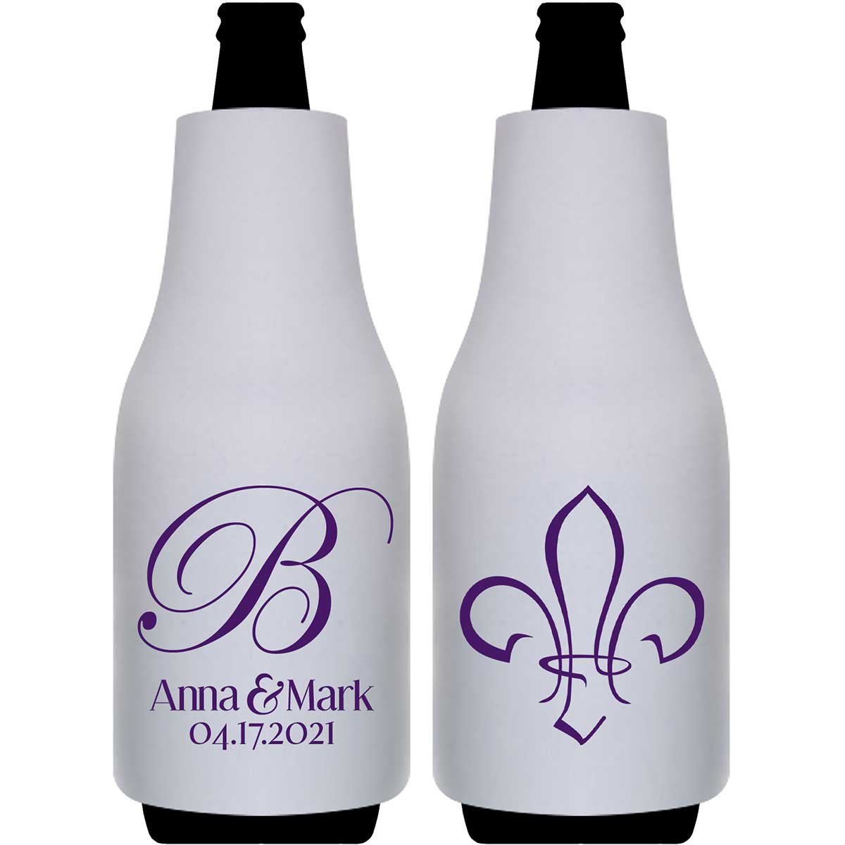 Fleur de Lis 1A Foldable Bottle Sleeve Koozies Wedding Gifts for Guests