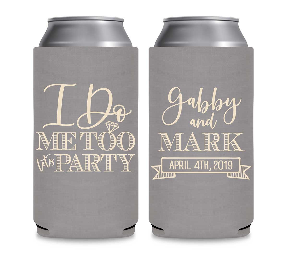 I Do Me Too Let's Party 1A Foldable 12 oz Slim Can Koozies Wedding Gifts for Guests