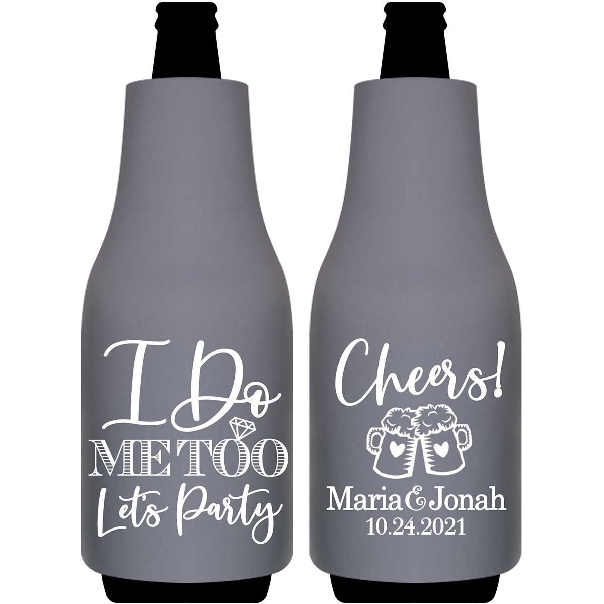 I Do Me Too Let's Party 1B Cheers Foldable Bottle Sleeve Koozies Wedding Gifts for Guests