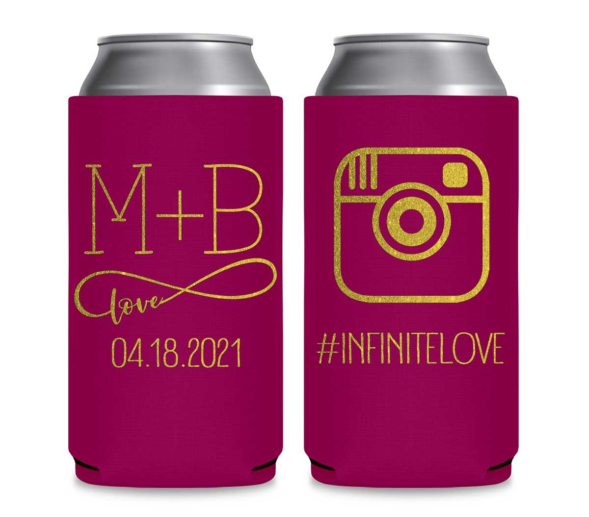 Infinite Love 1B Instagram Hashtag Foldable 12 oz Slim Can Koozies Wedding Gifts for Guests