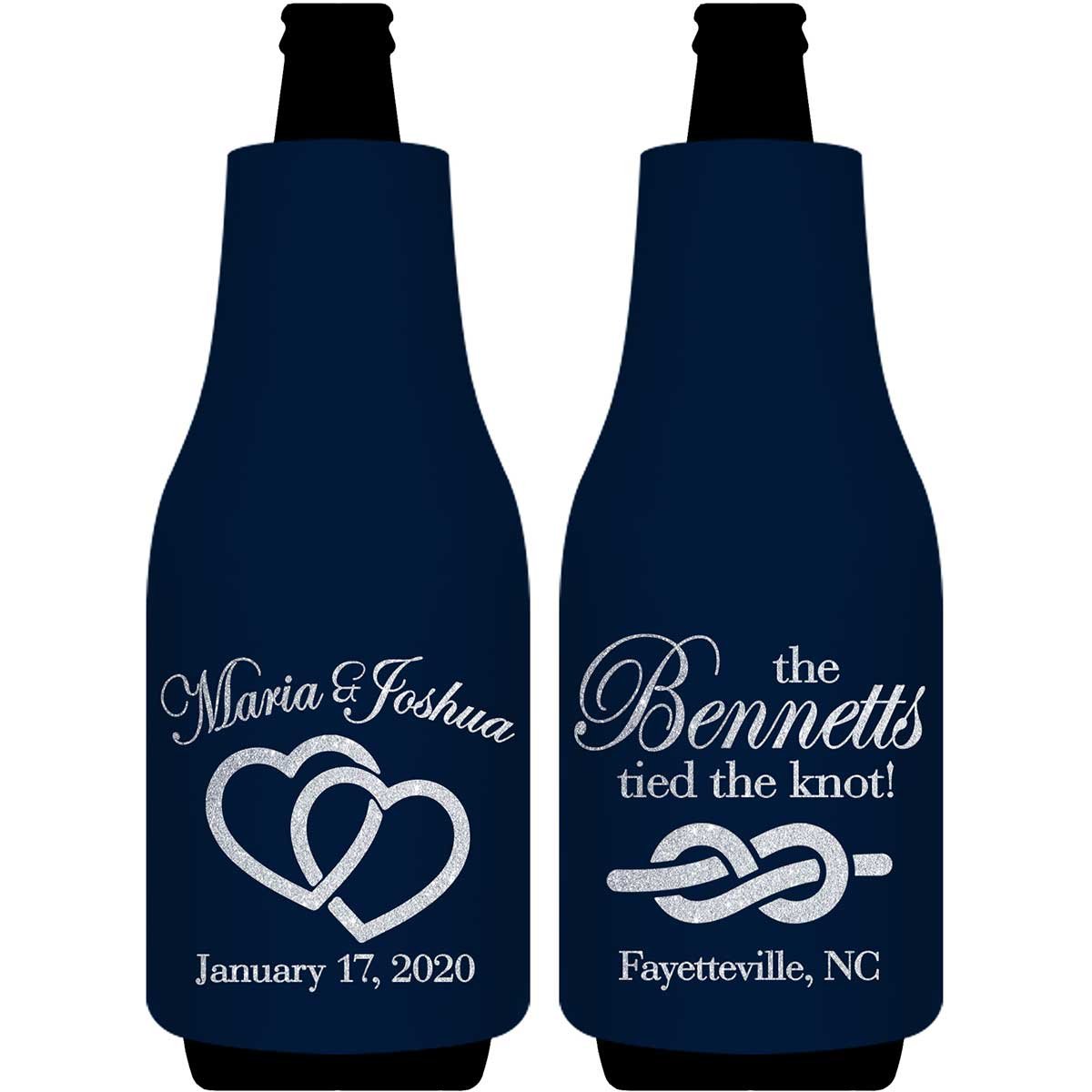 Intertwined Hearts 1A We Tied The Knot Foldable Bottle Sleeve Koozies Wedding Gifts for Guests