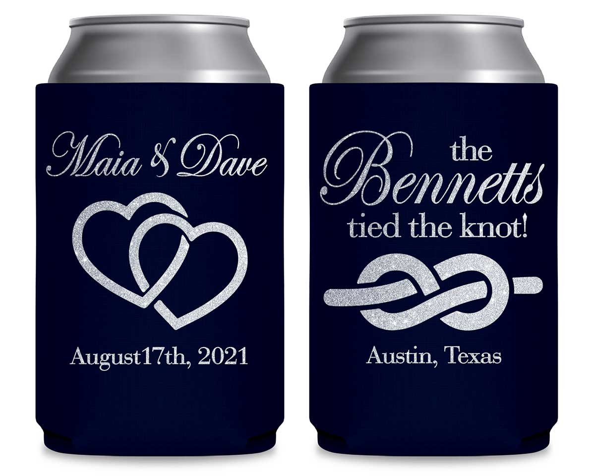 Intertwined Hearts 1A We Tied The Knot Foldable Can Koozies Wedding Gifts for Guests