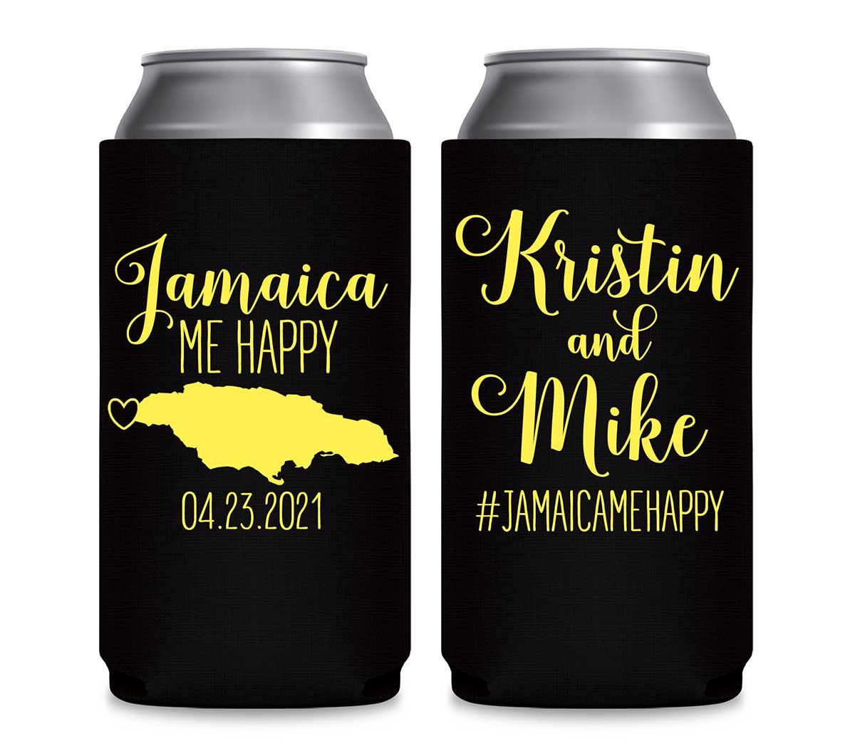 Jamaica Me Happy 1A Foldable 12 oz Slim Can Koozies Wedding Gifts for Guests