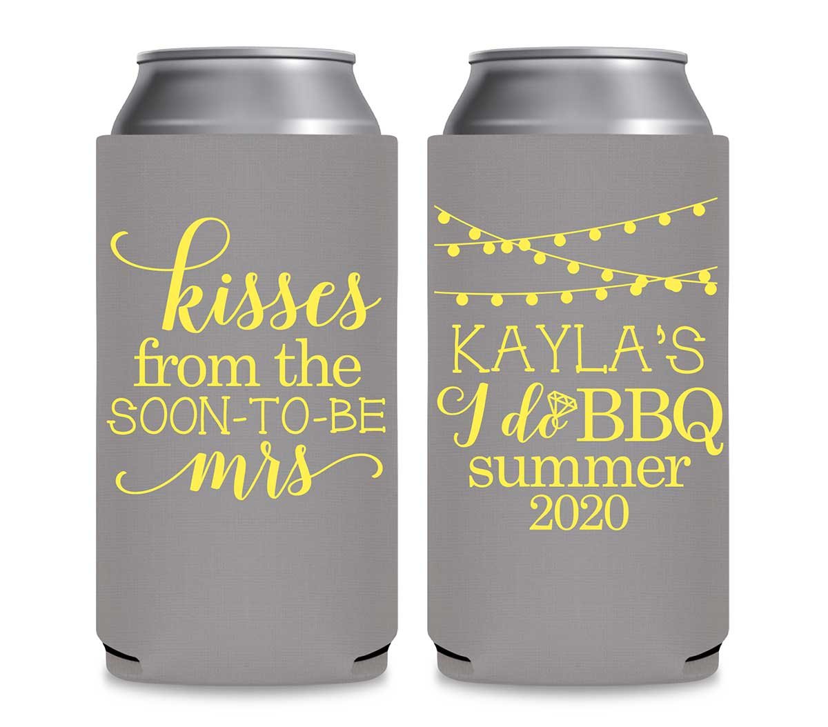 Kisses From The Soon-To-Be Mrs Foldable 12 oz Slim Can Koozies Wedding Gifts for Guests