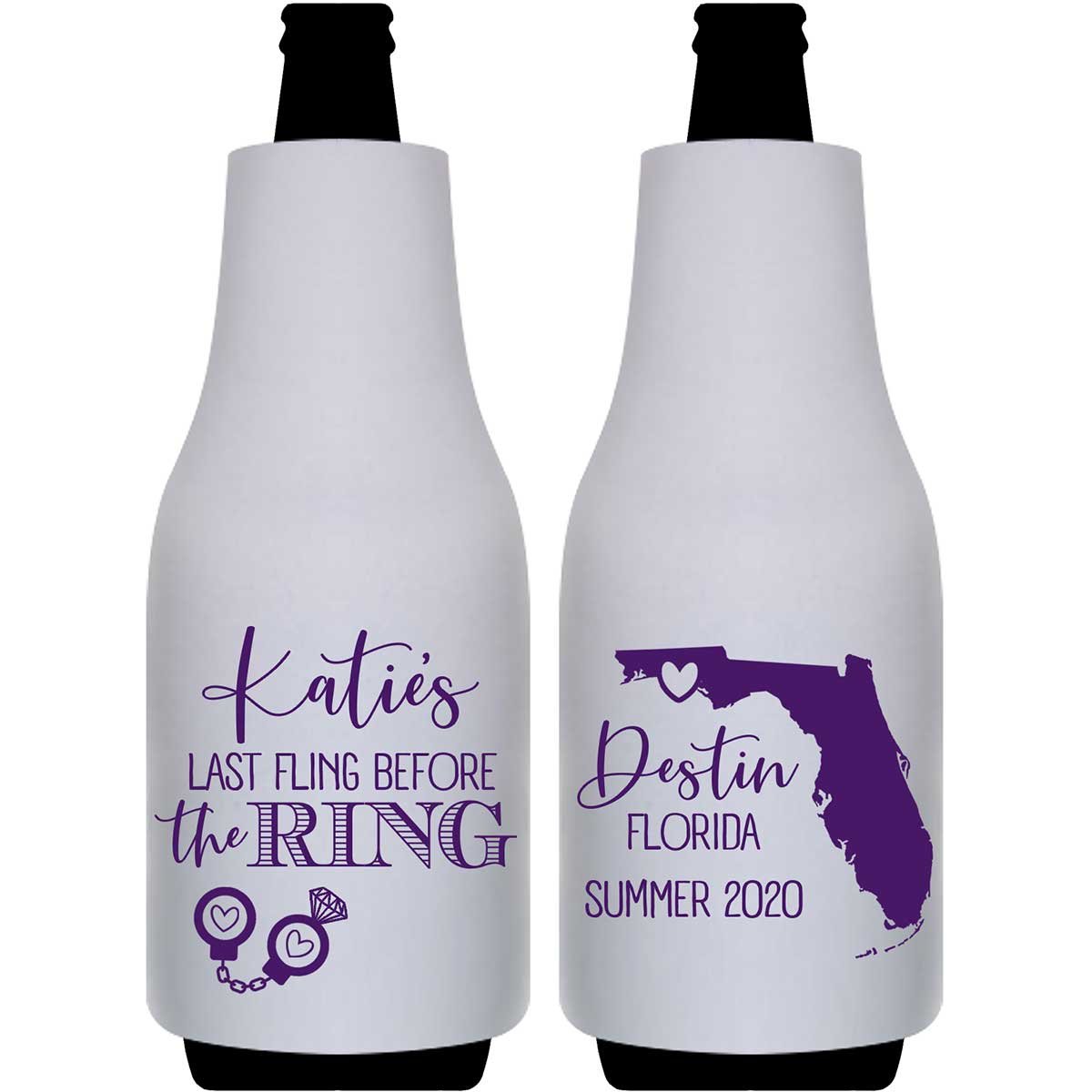 Last Fling Before The Ring 1A Any Map Foldable Bottle Sleeve Koozies Wedding Gifts for Guests