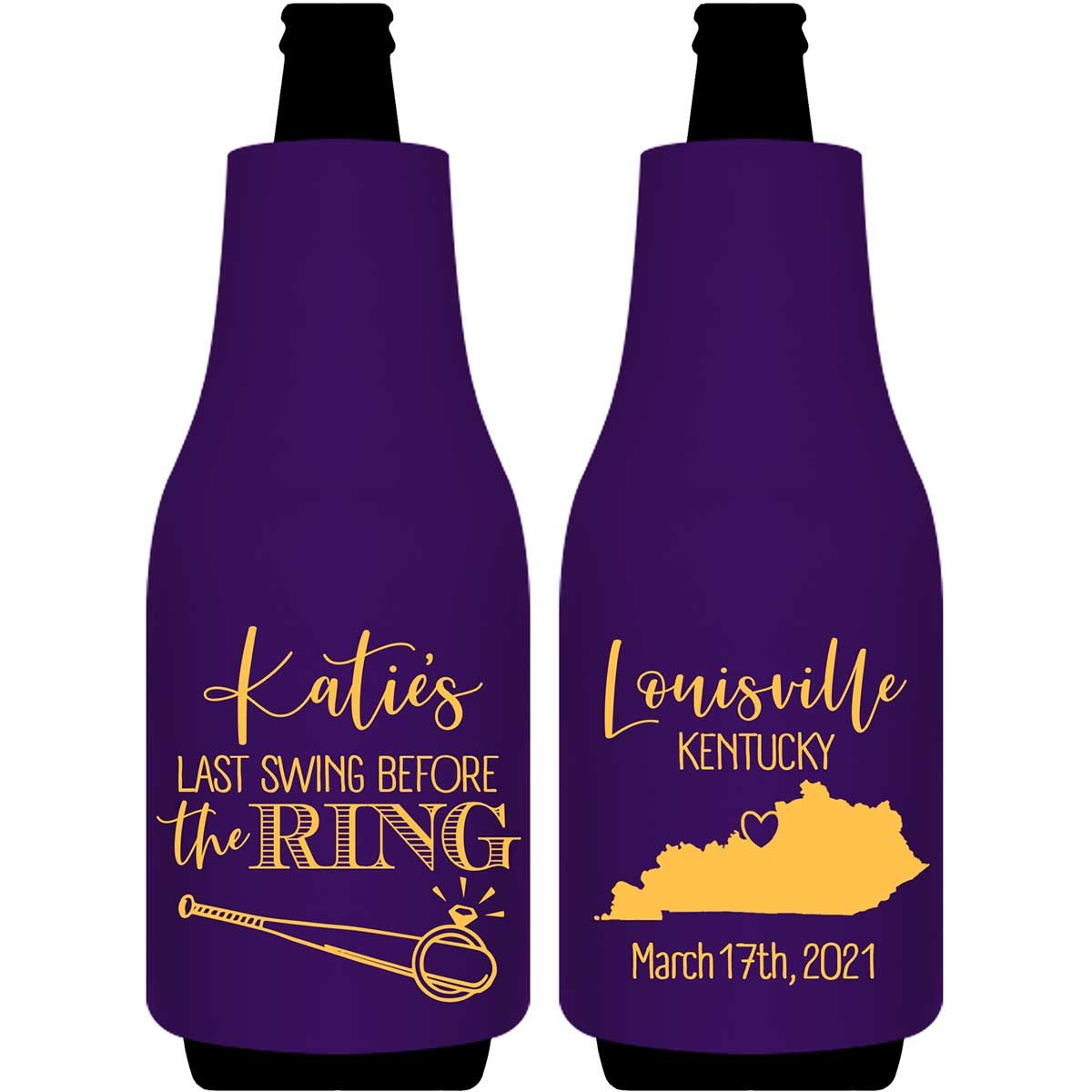 Last Swing Before The Ring 1A Any Map Foldable Bottle Sleeve Koozies Wedding Gifts for Guests