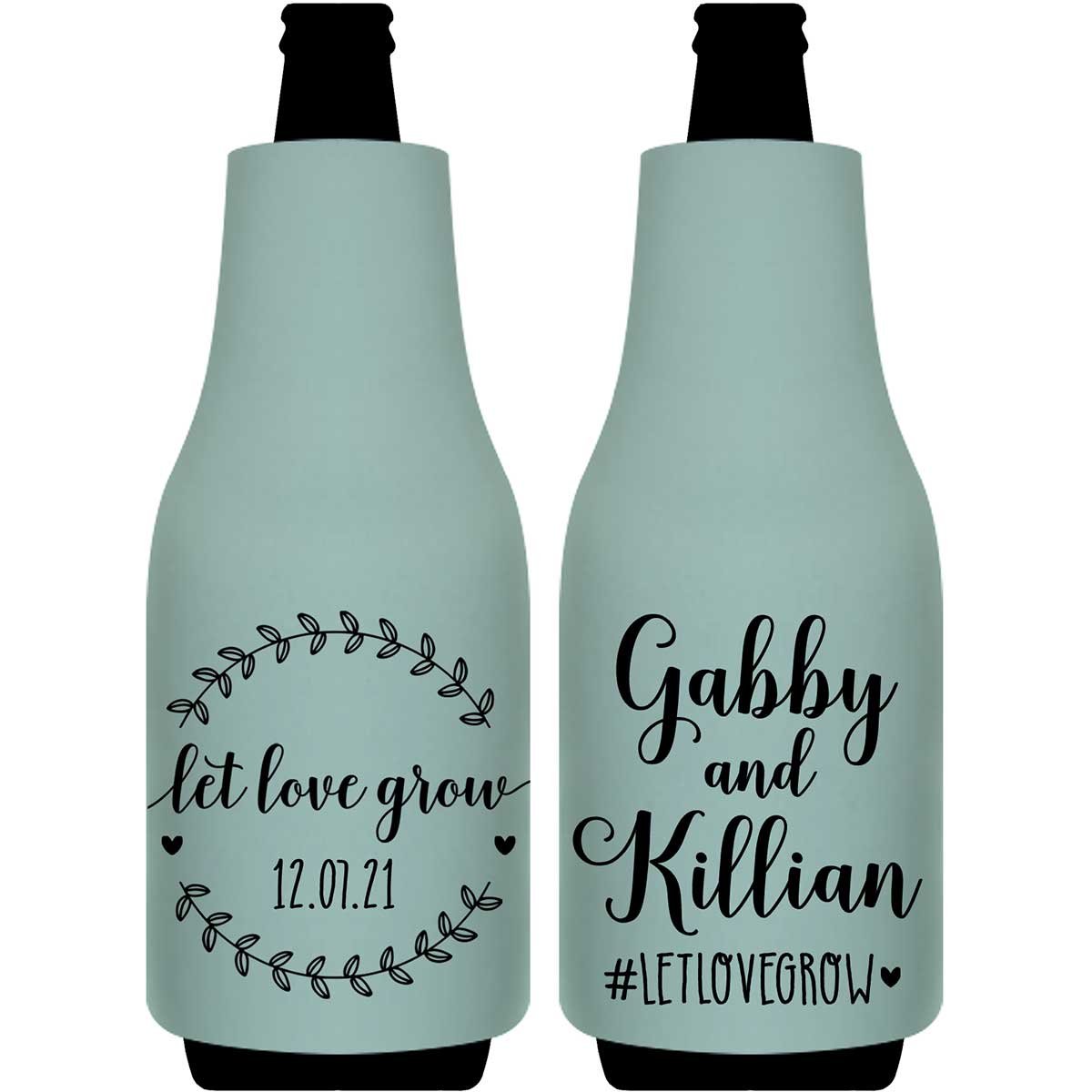 Let Love Grow 2A Foldable Bottle Sleeve Koozies Wedding Gifts for Guests