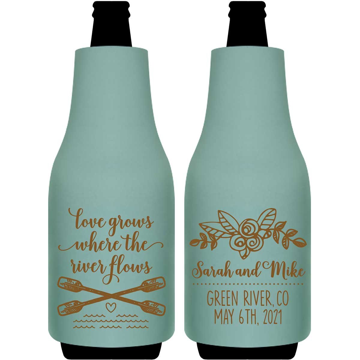 Love Grows Where The River Flows 1A Foldable Bottle Sleeve Koozies Wedding Gifts for Guests
