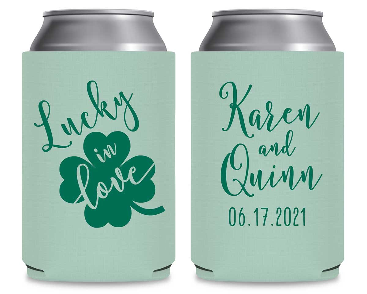 Lucky In Love 2A Irish Wedding Foldable Can Koozies Wedding Gifts for Guests