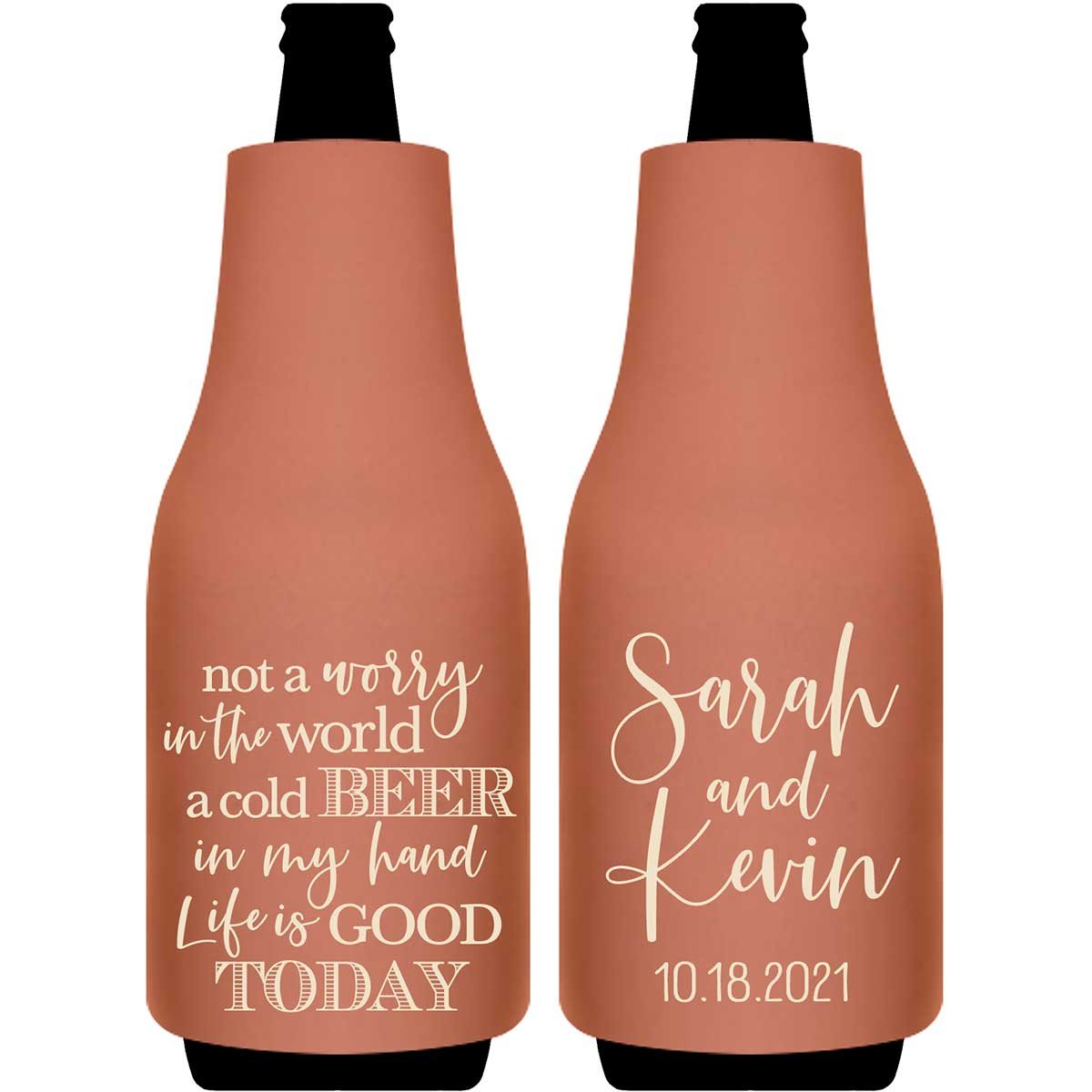 Not A Worry In The World 1A Foldable Bottle Sleeve Koozies Wedding Gifts for Guests