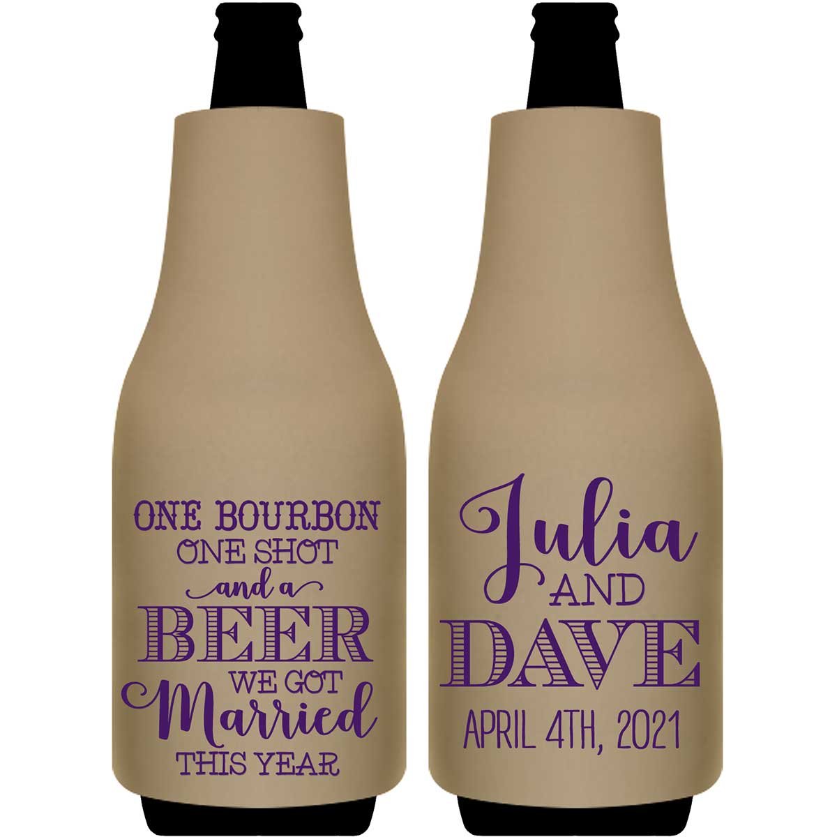 One Bourbon A Shot & A Beer 1A Foldable Bottle Sleeve Koozies Wedding Gifts for Guests
