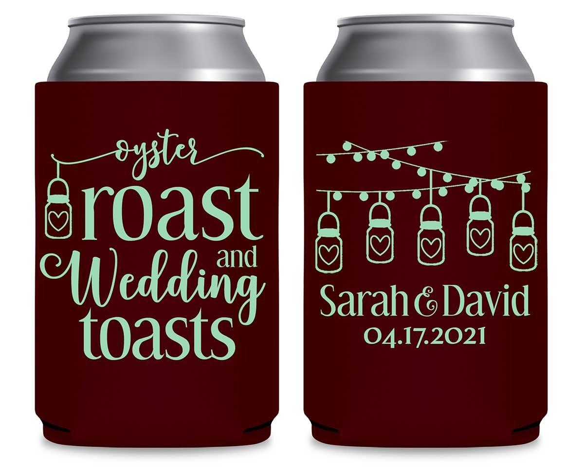 Oyster Roast & Wedding Toasts 1A Foldable Can Koozies Wedding Gifts for Guests