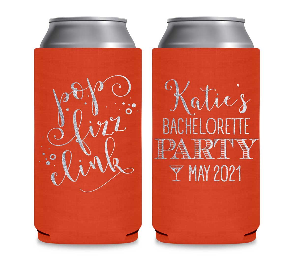 Pop Fizz Clink Bachelorette 1A Foldable 12 oz Slim Can Koozies Wedding Gifts for Guests