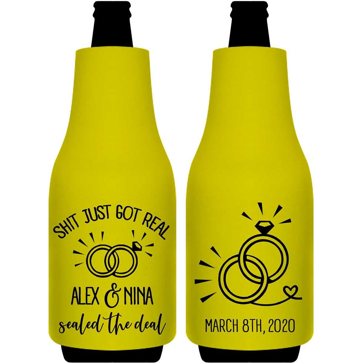 Shit Just Got Real 1A Foldable Bottle Sleeve Koozies Wedding Gifts for Guests
