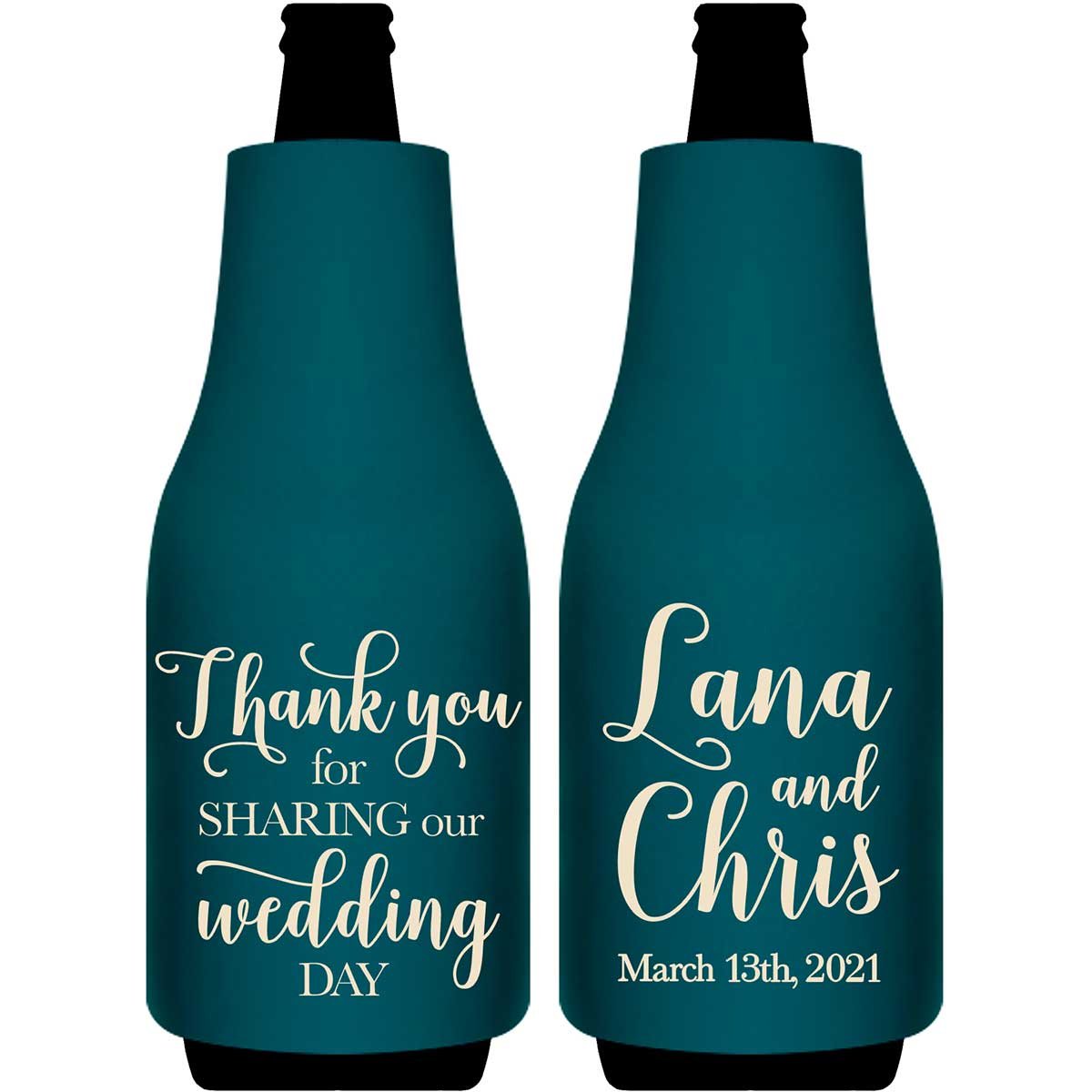 Thank You For Sharing Our Wedding Day 1A Foldable Bottle Sleeve Koozies Wedding Gifts for Guests