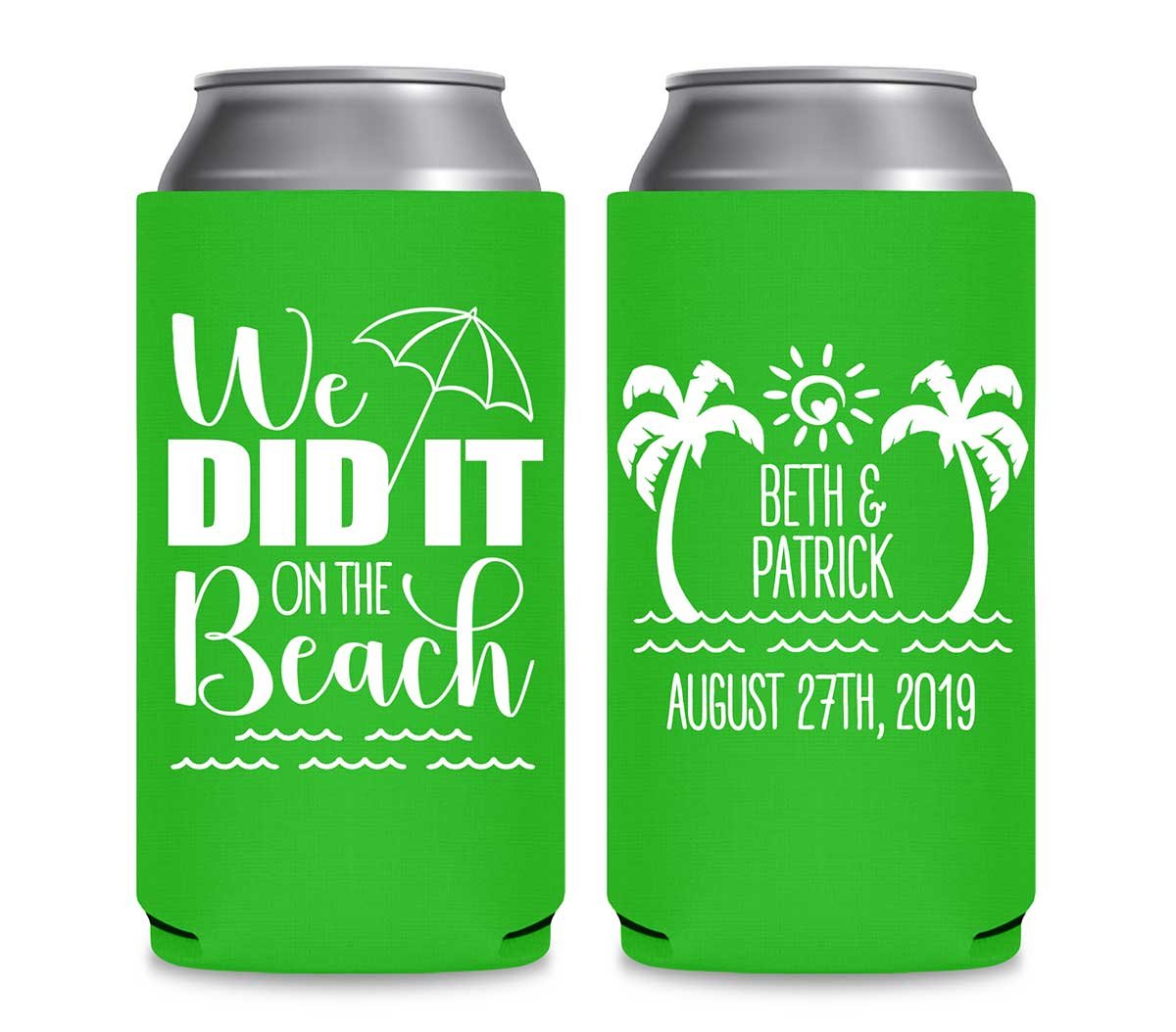12 Oz Slim Can Cooler Tropical Beach GIft Energy Drinks Slim Beer Soda