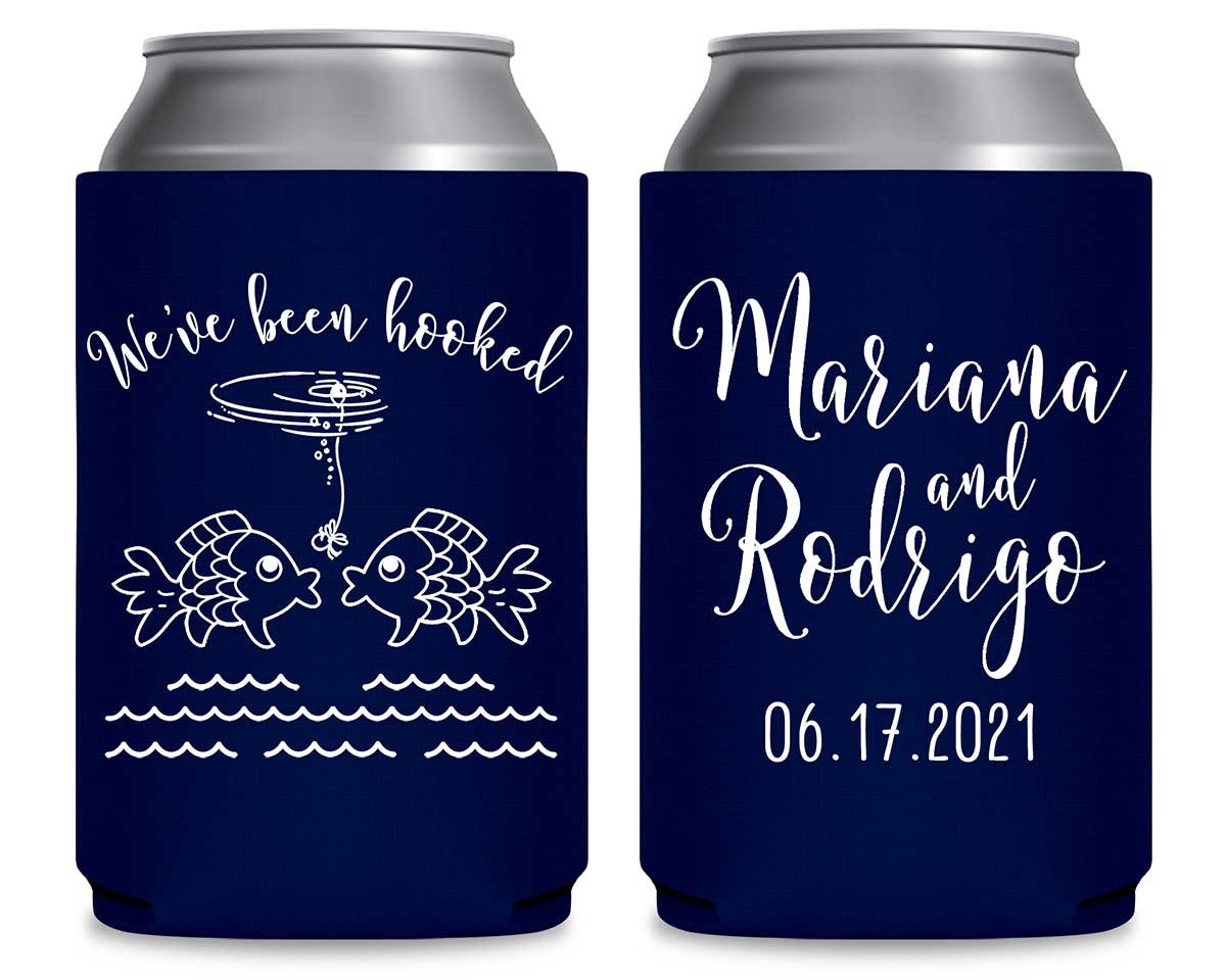 We've Been Hooked 1A Foldable Can Koozies Wedding Gifts for Guests