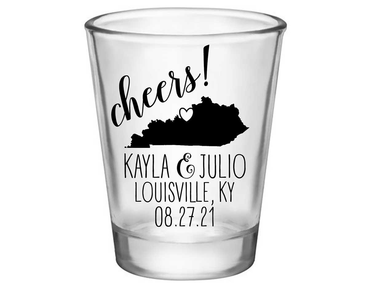 Cheers 2A Any Map Standard 1.75oz Clear Shot Glasses Personalized Wedding Gifts for Guests