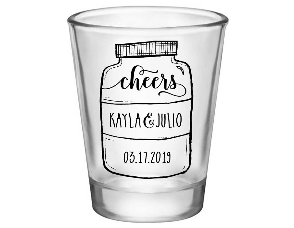 Cheers 3A Mason Jar Standard 1.75oz Clear Shot Glasses Personalized Wedding Gifts for Guests