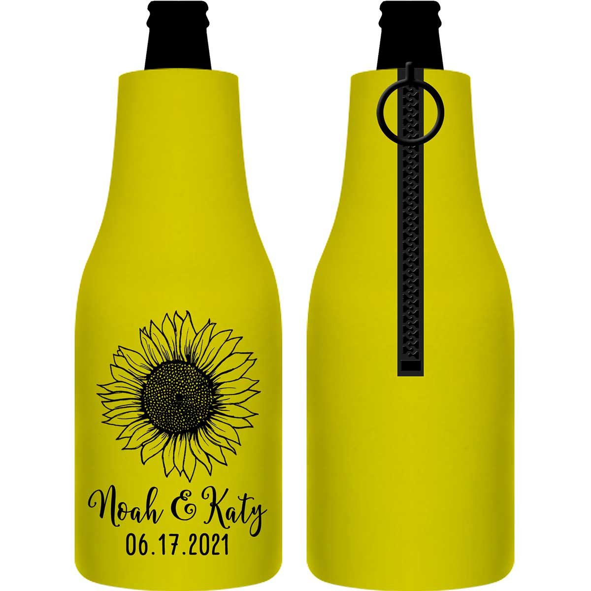 Country Sunflower 1B Foldable Zippered Bottle Koozies Wedding Gifts for Guests