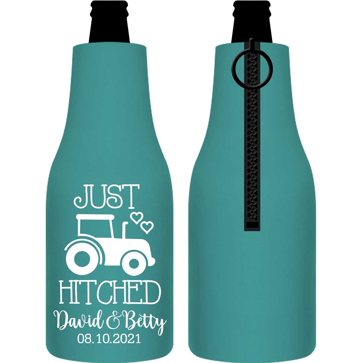 Just Hitched 1B Tractor Design Foldable Zippered Bottle Koozies Wedding Gifts for Guests
