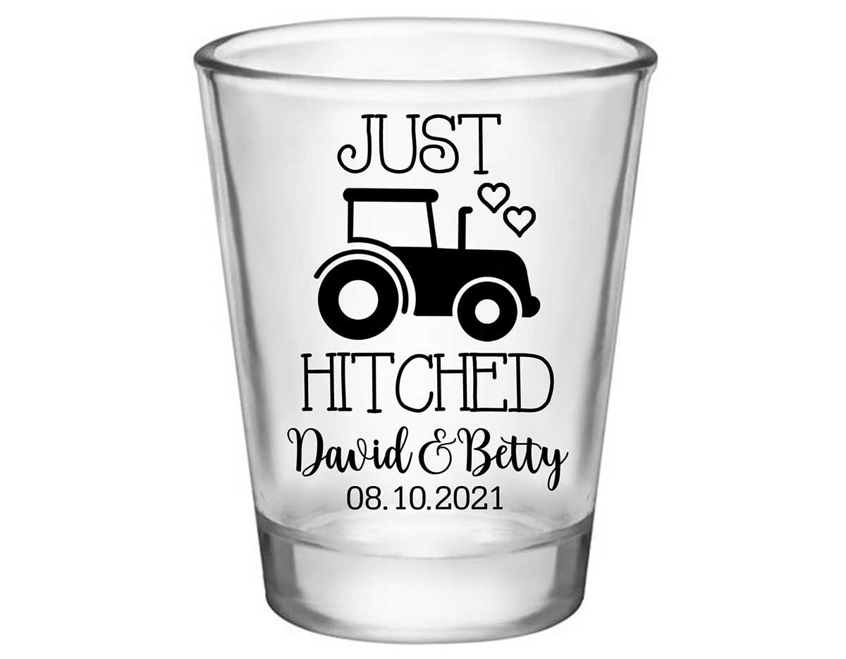 Just Hitched 1B Tractor Design Standard 1.75oz Clear Shot Glasses Country Wedding Gifts for Guests