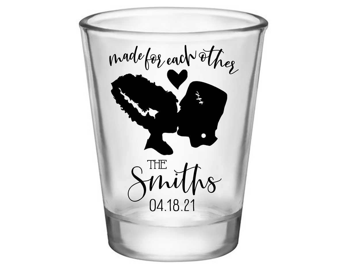 Made For Each Other 1A Frankenstein Standard 1.75oz Clear Shot Glasses Halloween Wedding Gifts for Guests