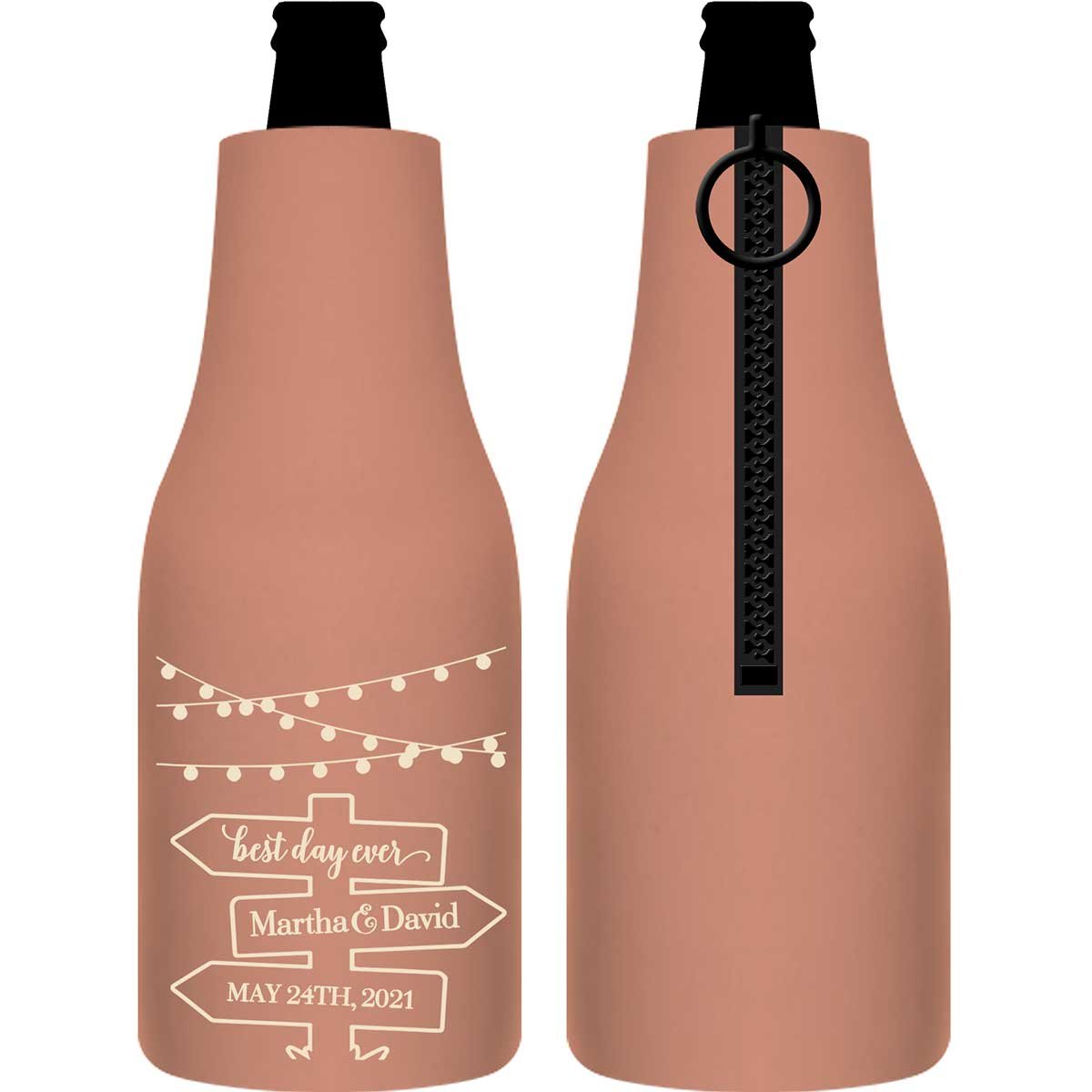 Mason Jar Lights 2A Post Sign Foldable Zippered Bottle Koozies Wedding Gifts for Guests