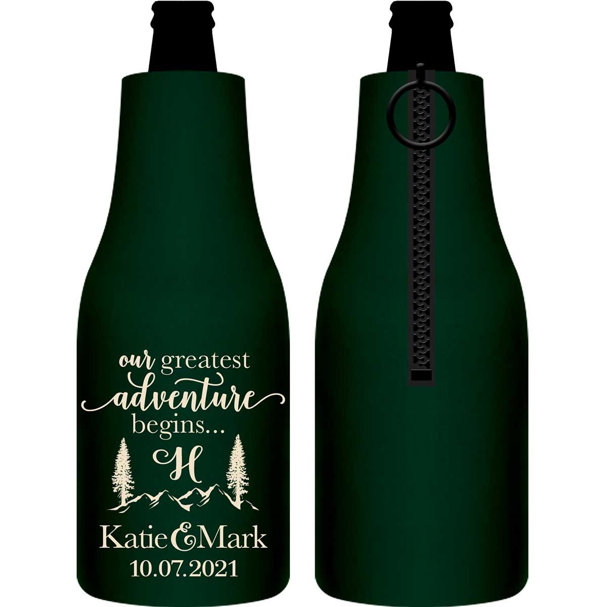 Our Greatest Adventure Begins 1B Foldable Zippered Bottle Koozies Wedding Gifts for Guests