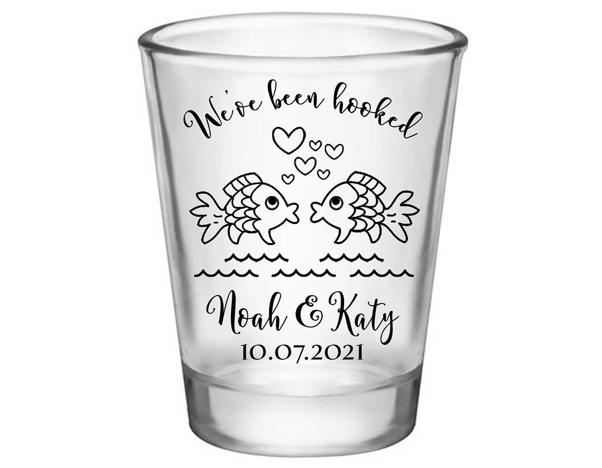 We've Been Hooked 1A Standard 1.75oz Clear Shot Glasses Nautical Wedding Gifts for Guests