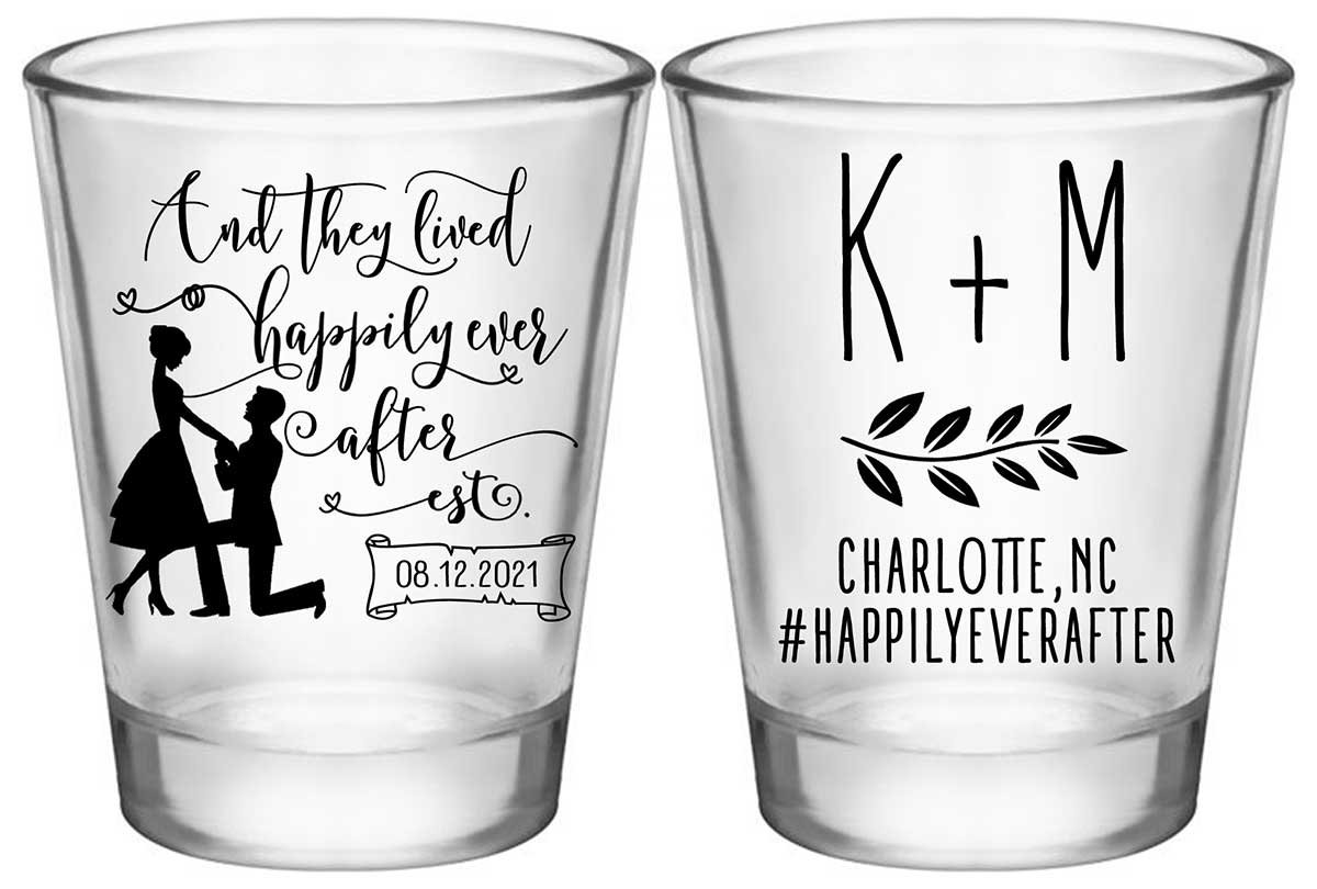 And They Lived Happily Ever After 2A2 Standard 1.75oz Clear Shot Glasses Fairytale Wedding Gifts for Guests