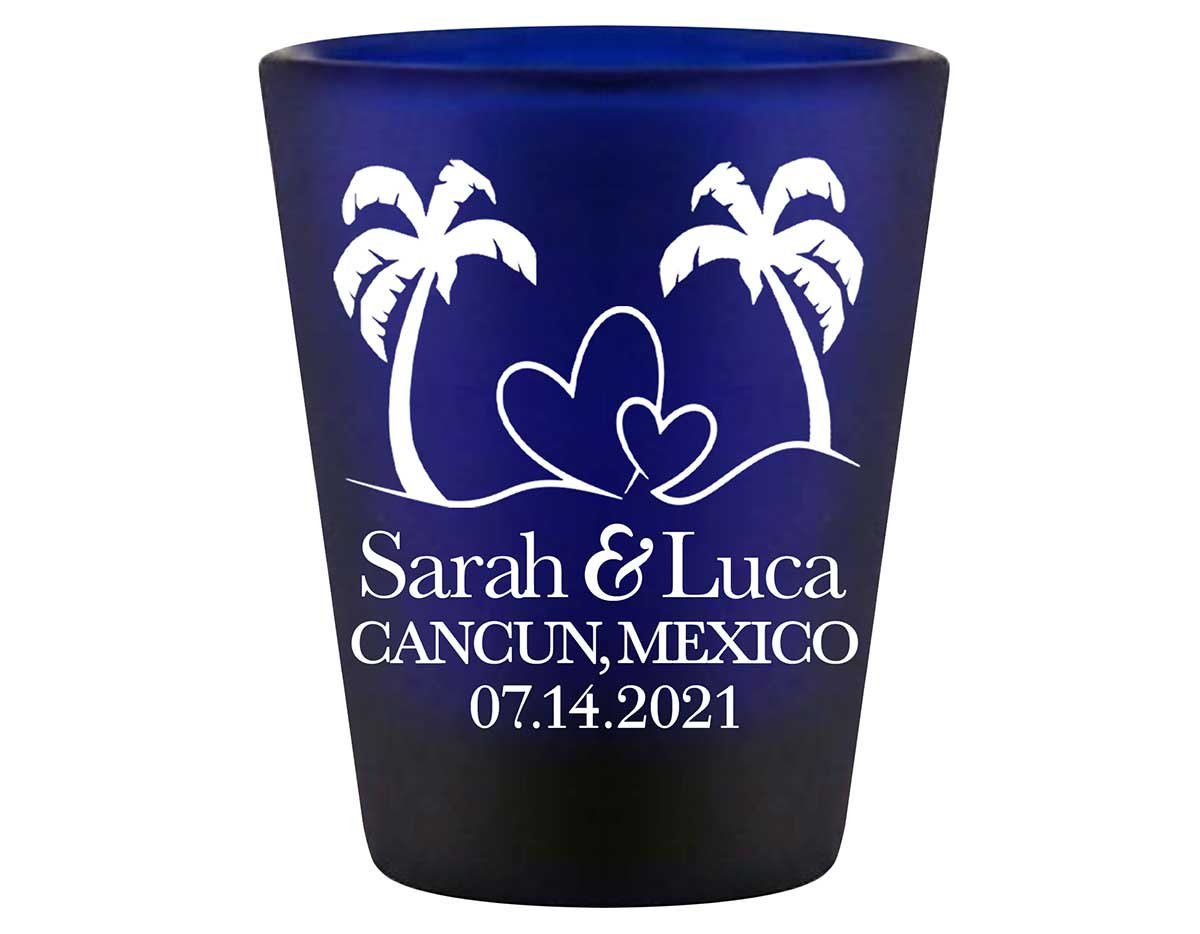 Beach Love 1A Standard 1.5oz Blue Shot Glasses Summer Wedding Gifts for Guests