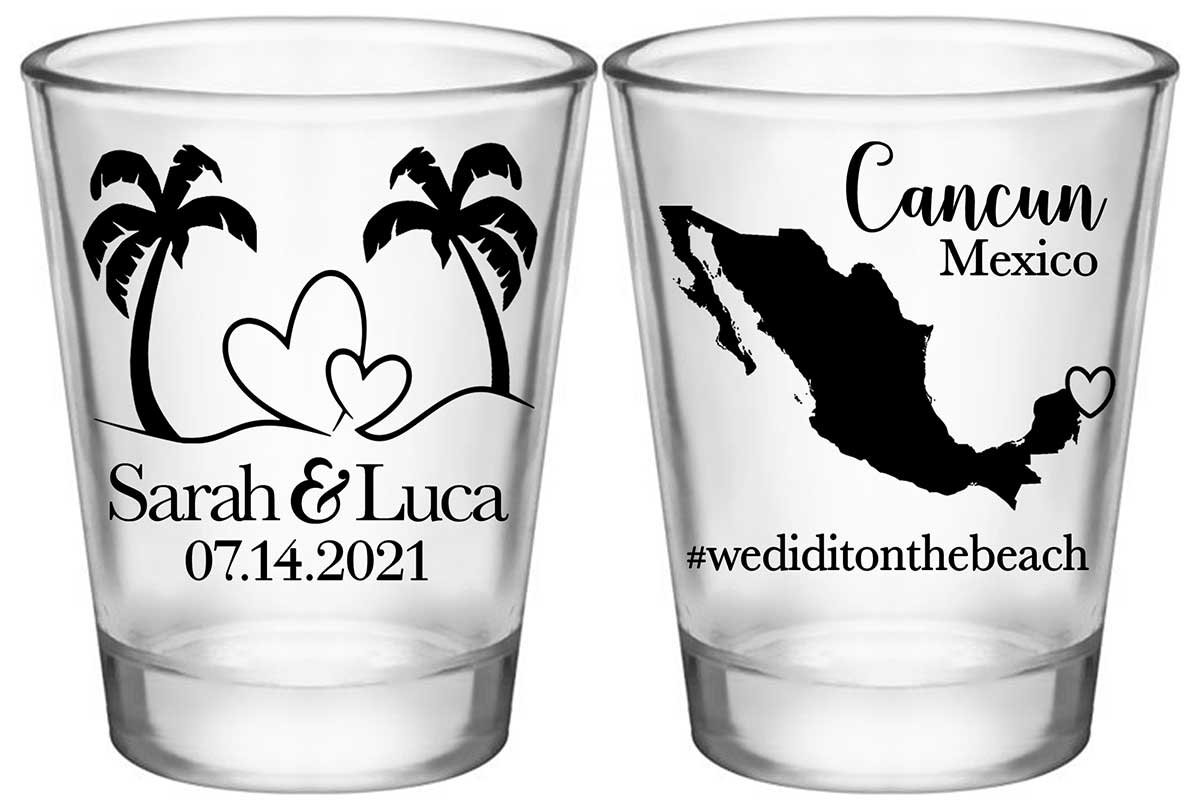Beach Love 1A2 Standard 1.75oz Clear Shot Glasses Summer Wedding Gifts for Guests