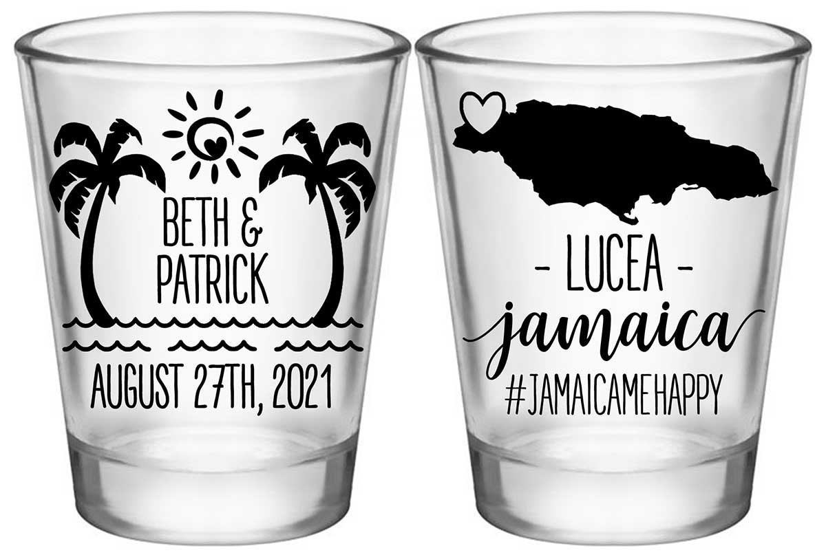 Beach Love 2A2 Any Map Standard 1.75oz Clear Shot Glasses Summer Wedding Gifts for Guests
