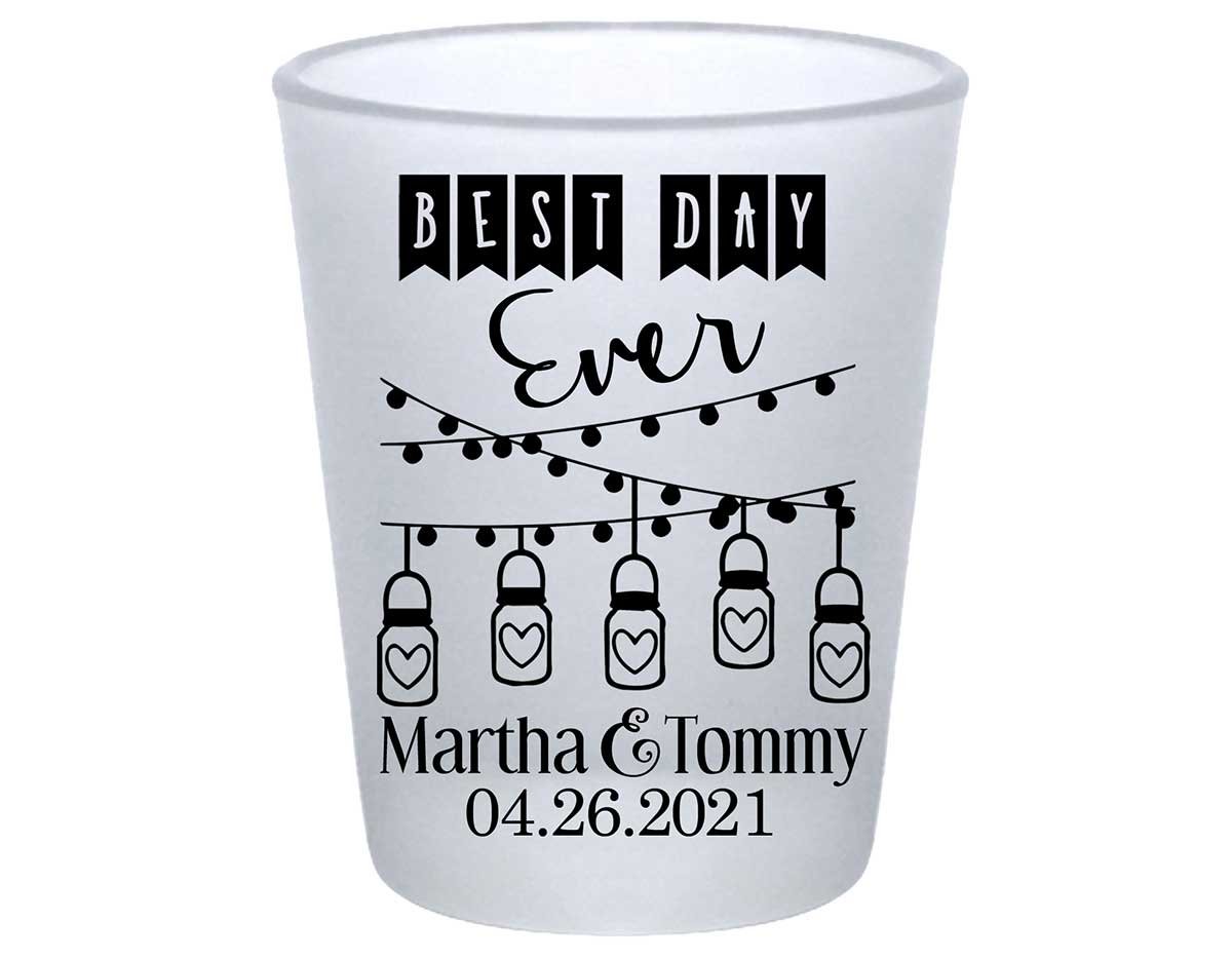 Best Day Ever 1A Mason Jars Standard 1.75oz Frosted Shot Glasses Rustic Wedding Gifts for Guests