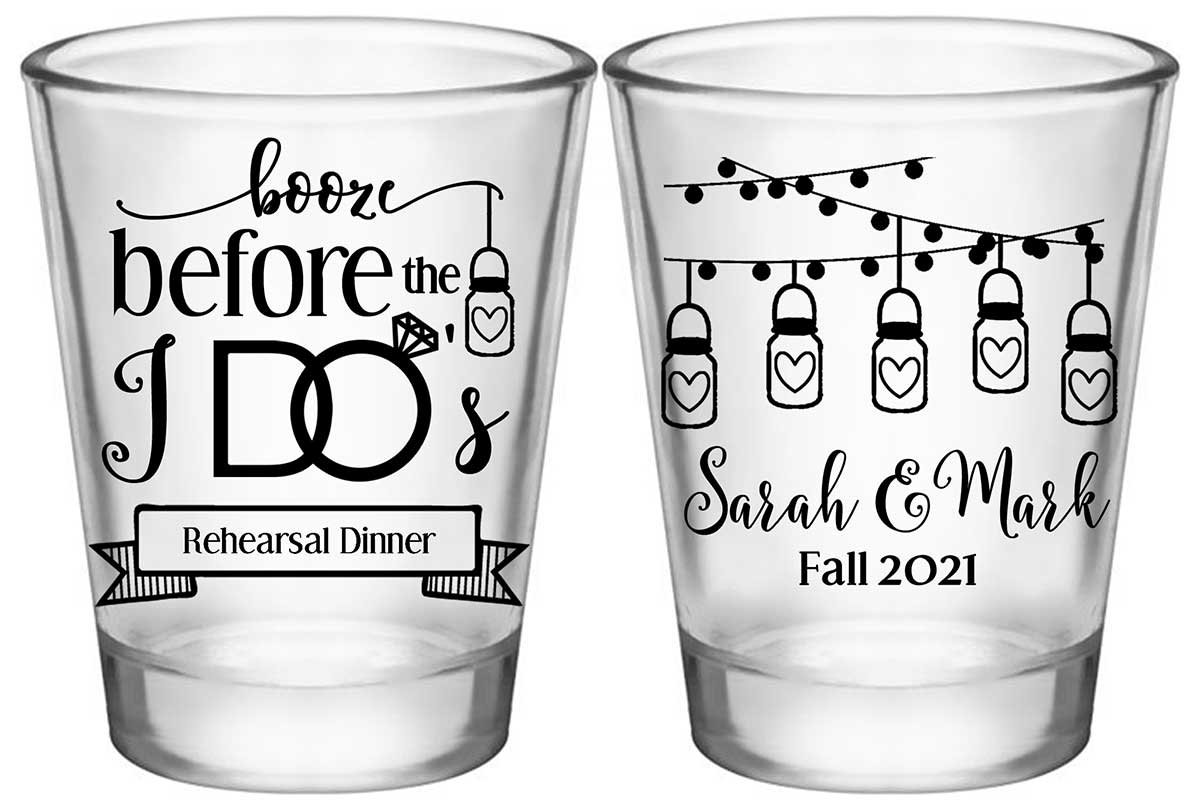 Booze Before The I Do's 2A2 Standard 1.75oz Clear Shot Glasses Rustic Engagement Party Gifts for Guests