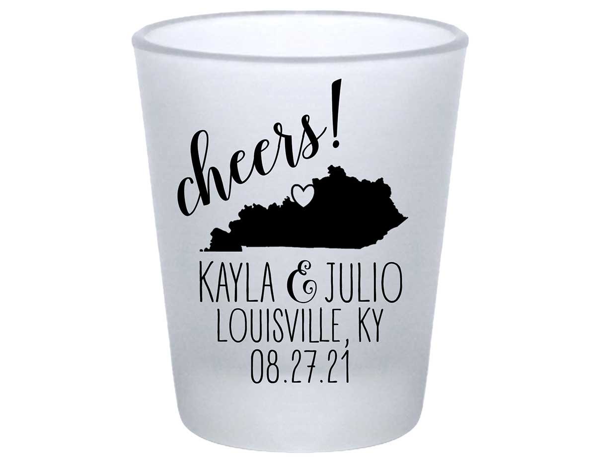 Cheers 2A Any Map Standard 1.75oz Frosted Shot Glasses Personalized Wedding Gifts for Guests