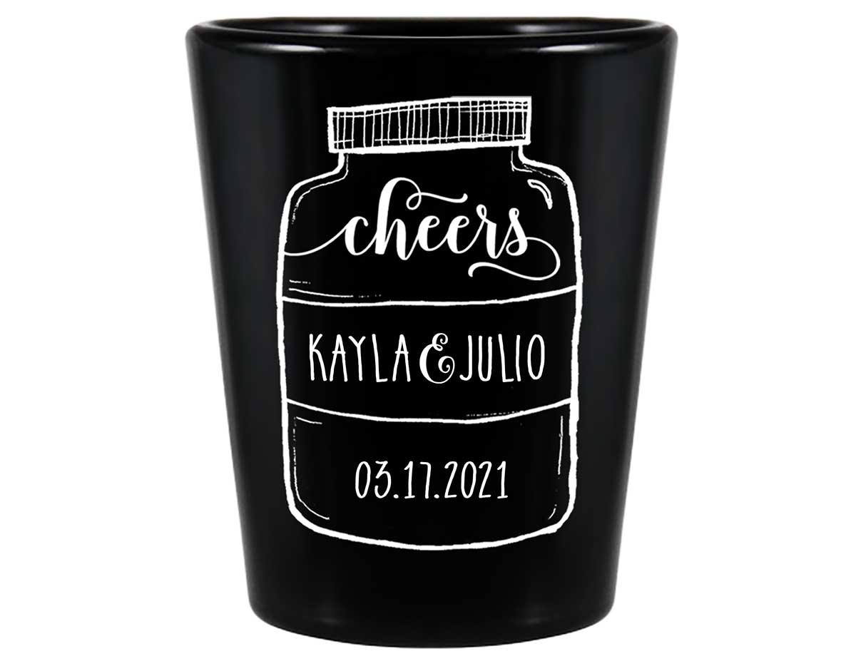 Cheers 3A Mason Jar Standard 1.5oz Black Shot Glasses Personalized Wedding Gifts for Guests